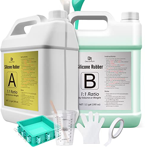 Silikon Kautschuk - 9kg/8.3L Flüssig Silikon mit Verstellbares Formgehäuse für Silikonform Herstellun - Einfaches 1: 1 Verhältnis Abformsilikon für DIY Harzformen, Seifenform, Gießen, Basteln