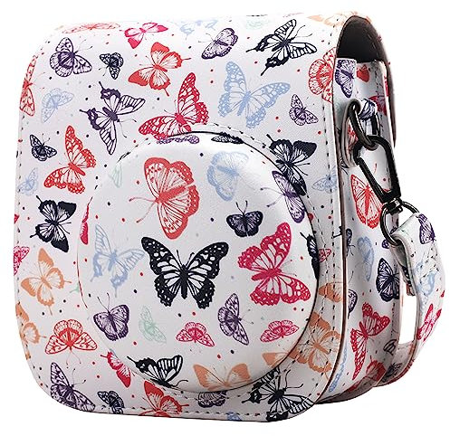 QIYWFA Instant Camera Protective Case Compatible with Fujifilm Instax Mini 12/11/9/8/8+ Instan Camera Soft PU Leather Case with Bag and Removable Shoulder Strap, multicoloured, shoulder bag