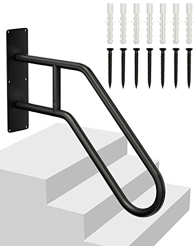 Handrails for Outdoor Steps Stair Railing Indoor, 1 to 3 Steps Stairs Wall Mounted Metal Handrail for The Elderly, Kids, Disabled, Pregnant Women