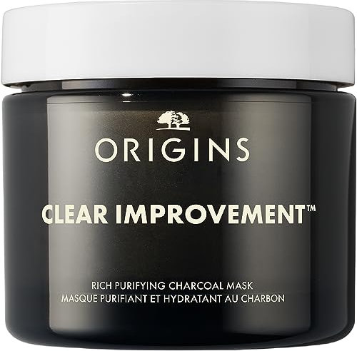Origins Clear Improvement Rich Purifying Charcoal Face Mask | Maschera viso purificante per pelle secca | Con Carbone di Bambù, Burro di Karité e Argilla, 75 ml