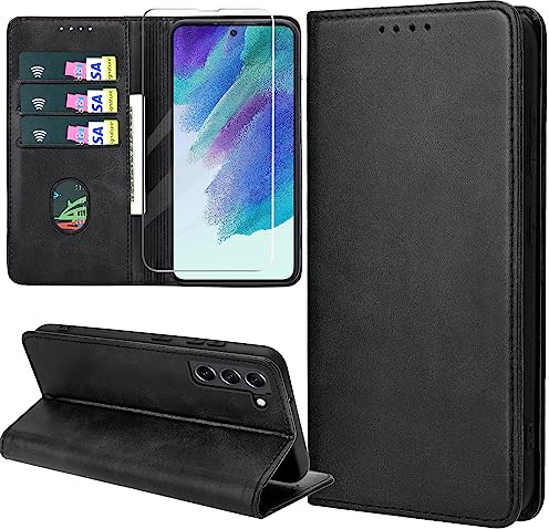 ZYIMOU Cover per Samsung Galaxy S21 FE 5G, Custodia a Premium Pelle PU Portafoglio Flip Libro Libretto Caso [Protezione Completa] [Slot per Scheda] [Funzione di Supporto], Nero
