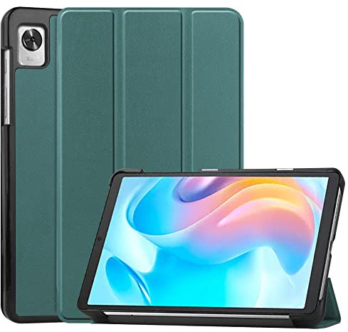 Case2go - Funda Compatible con Realme Pad Mini 8.7 (2022) - con función de activación automática - Polipiel Caso - Verde Oscuro