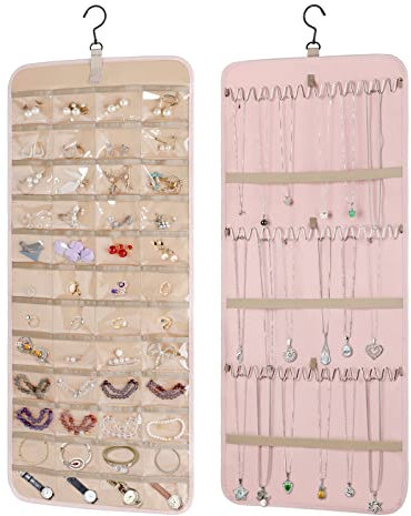 Organizzatore di Gioielli da Appendere Rotolo di Stoccaggio Gancio Girevole a Doppia Faccia Collana da Appendere Organizzatore da Parete Porta Orecchini Porta Gioielli da Appendere per Orecchini,(#4)