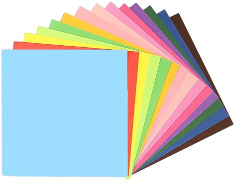 Lot de 100 feuilles origami colorées - Papier millimétré double face pour enfants - 20 x 20 cm - Grand papier carré - Origami fait à la main - 20 couleurs - Convient pour les projets d'art et