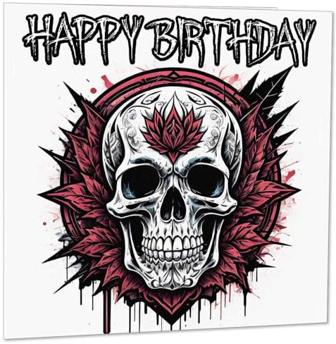 Gothic Skull Birthday Card - Rock Metal Greeting Card 145 x 145mm