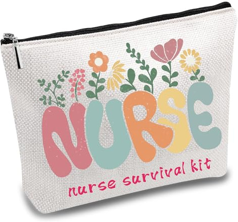 CREATCABIN Krankenschwester-Survival-Kit-Tasche,Kosmetik-Mehrzweck-Make-Up-Tasche,Segeltuch-Stiftetui,Toilettenartikel,Lustige Reisetasche Mit Reißverschluss Für Krankenpflegestudenten,25x18cm