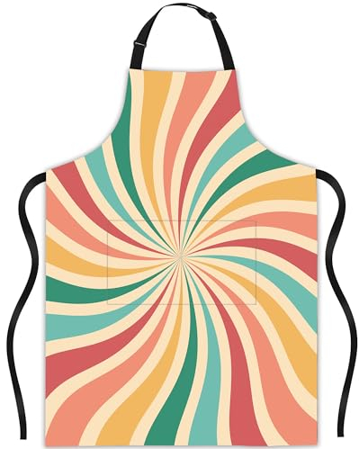 JASAKOO Schürze, Geschenke für Frauen, Latzschürze mit verstellbarem Hals, wasserdicht, Geschenke für Küche, Garten, Kochen, Groovy Retro Swirl Burst, Einheitsgröße