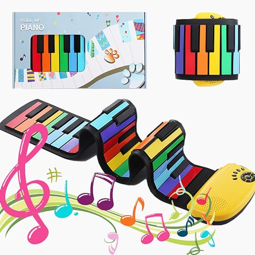 XUBX portátil Instrumento de música electrónica de la Mano del Rodillo, portátil Flexible de 49 Teclas enrollables Suave Teclado del Piano, Flexible Plegable Enrollable Educativo de música