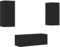 vidaXL Wohnwand 4-TLG., Schrankwand mit viel Stauraum, Anbauwand mit LED-Beleuchtung, Wandmontage Fernsehschrank Wohnzimmer Set Schrank, Schwarz Holzwerkstoff