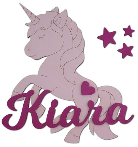 Türschild I personalisiertes XXL Einhorn für das Kinderzimmer I die Kinderzimmertür I persönliches Geburtsgeschenk oder Taufgeschenk I inkl. Klebepads, Sterne und Herzen (XXL Einhorn)
