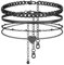FindChic 3 Stück Fußkette Damen Doppeltes Herz-Fußkette Schlangenkette Fußkettchen Panzerkette Strand Knöchel Ketten Armbänder Verstellbare Fußschmuck Set, Schwarz, Wasserfest, 22+5cm