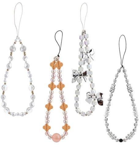 CENRONG Cadenas de teléfono con Cuentas,4 Piezas Colgantes de Mano para Móvil con Cuentas Cordón para Teléfono Celular Encanto teléfono Celular Pulsera Antipérdida