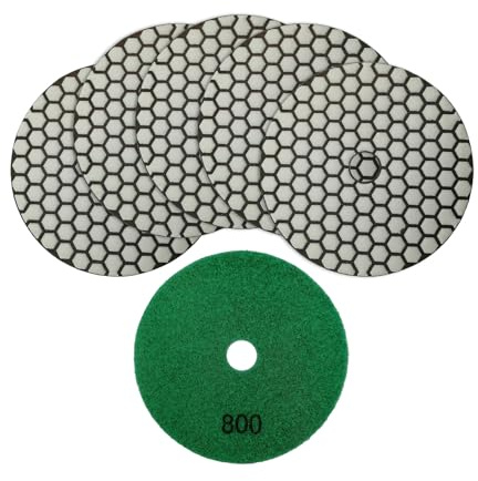 SHDIATOOL Dry Diamond Polishing Pads - Grit 800 125MM Concrete Diamond Sanding Discs Marble Granite Stone polishing 6pcs