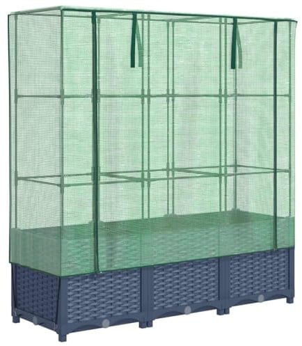 vidaXL Hochbeet mit Gewächshaus-Aufsatz Rattan-Optik 120x40x138 cm