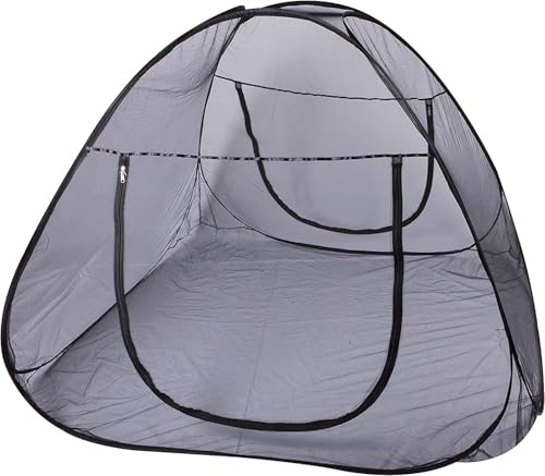 Deryan Tente de Lit Pop Up - Tente moustiquaire pour 2 Personnes - 200 x 180 x 135 cm - Pliable et Légère - Moustiquaire Voyage avec Sac de Transport - Noir