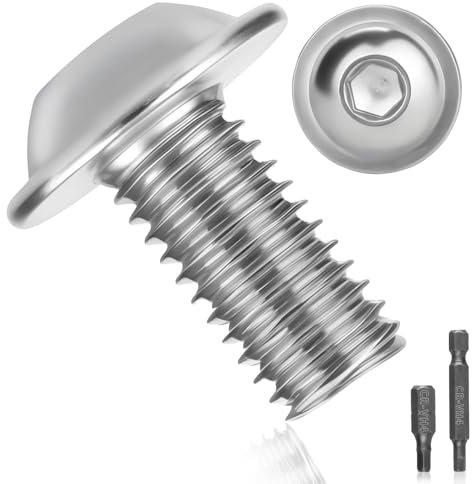 15 Pièces Vis M8 Boulon Inox M8x20mm Vis à Tête Poelier Bombée Avec Bride et Six Pans Creux A2 V2A Vis à Métaux Bouton Vis à Tête Hexagonale Acier Inoxydable Entièrement pour Génie Mécanique