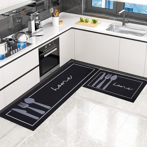LHHMZ Alfombra de Cocina de 2 Piezas Antideslizante Lavable, Alfombrilla de Cocina, Juegos de tapetes de Cocina para Cocina, Pasillo, Comedor y Entrada, 43x75cm + 43x120cm