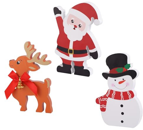 3pz Decorazione Vassoio a Livelli Natale, Grazioso Babbo Natale Alce Pupazzo Neve Decorazione Tavolo Natale Decorazioni Natalizie Interni Decorazione Tavolo Natale Perfetta per Casa Ufficio