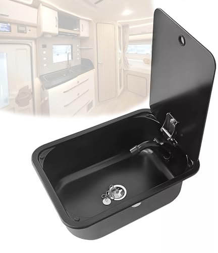 YLLSMGS Fregadero Pequeño Fregadero Cocina 1 Seno con Grifo Plegable Tapa de Vidrio Templado Kit de Fregadero para Lavandería