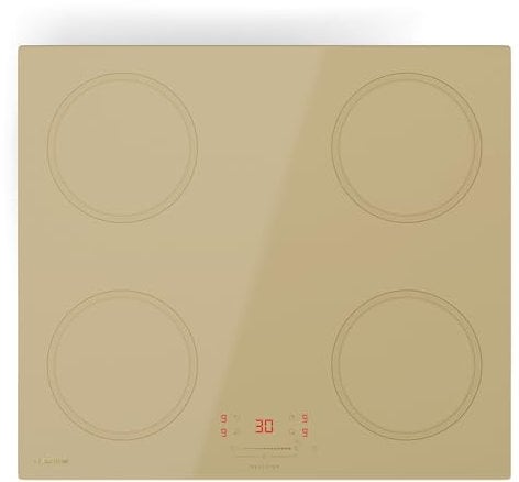 Klarstein Victoria - Piano Cottura A Induzione, 4 Zone, 7000W Con Booster, Cursori & Timer, Blocco Per Bambini, Vetroceramica Crema, Design, 59 cm
