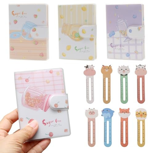 4 Stück Mini Notizbuch A7 Mit 8 Papier-Lesezeichen, Notizbuch Klein Geeignet Zum Mitnehmen, Notitzbuch Geeignet für Schule, Haus, Büro, Arbeit, Kirche(Candy Dosen Serie)