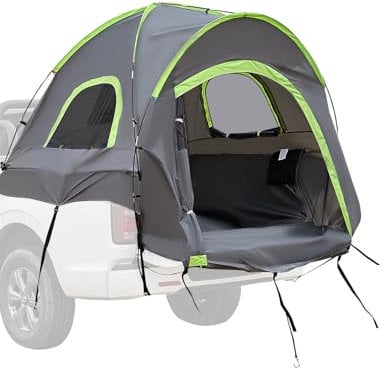 VEVOR Fit 5.5-6.0 ft Camping, Waterproof PU2000mm 2-3 Person Sleeping Tent with Double Layer Design Windows, Sturdy Truck Bed Camper Shell with Storage Bag, Grey, 2300 x 1800 x 1750 mm