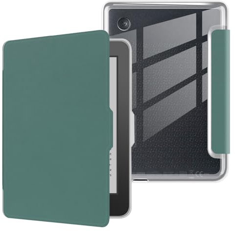 Coque pour Kobo Clara 2E sortie en 2022 de 6 pouces, ultra transparente, souple et flexible, en TPU avec mise en veille/réveil automatique pour Kobo Clara 2E, vert foncé