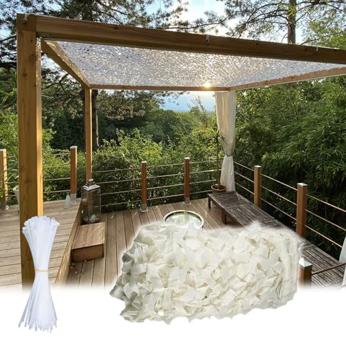 UUDQCD Filet De Camouflage Blanc 4x5, Toile Ombrage Exterieur, Voile D'ombrage pour Pergola, Protection Solaire, Bache Militaire Camouflage