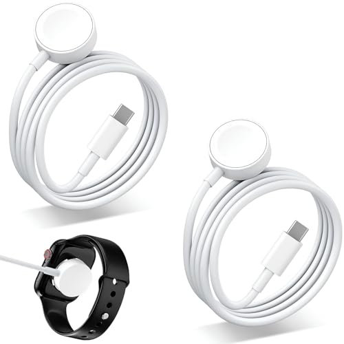 Cargador de 2 piezas para Apple Watch Carga rápida magnética inalámbrica para IWatch con 1,5 m USB C cable, tipo C Fast Charging para Apple Watch Series 9/8/7/6/Se/5/4/3/2/1/Ultra/SE
