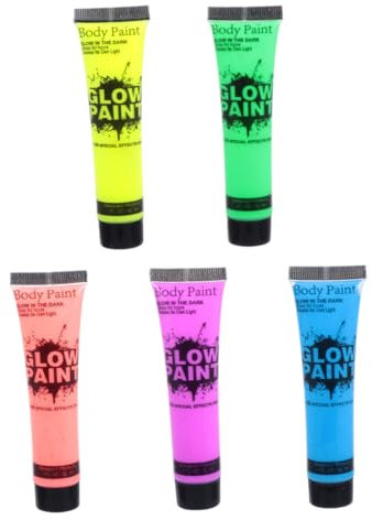 FRCOLOR 5piezas Maquillaje Neon Faciales Fluorescentes Pintura Facial Rayos Uv