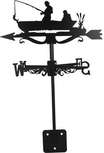 HEMOTON Girouette De Pêcheur avec Piquet De Toit Indicateur De Direction du Vent pour Jardin Extérieur