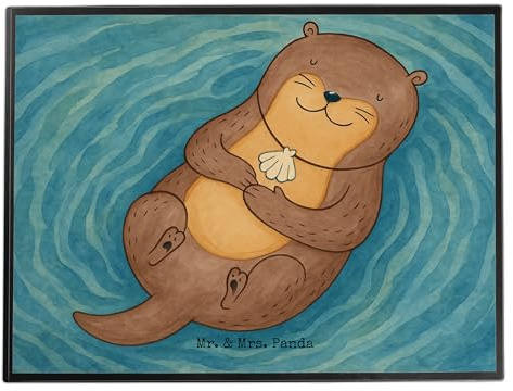 Mr. & Mrs. Panda Schreibtischunterlage Otter Muschel Design - Geschenk, malunterlagen, tischpad, Unterlage Schreibtisch, Schreibunterlage, Tagträumen, Seeotter, Süß, schreibtischunterlagen