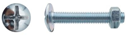 100 Boulons Poêlier Tête Ronde Large Fendue en Croix 8 x 100 mm - NFE 25129/4032 - Zingué blanc - D-Work
