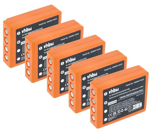vhbw 5X Akku kompatibel mit HBC Radiomatic Quadrix | Spectrum 2, Spectrum 1 Industrie-Funkfernsteuerung Fernbedienung (2000 mAh, 3,6 V, NiMH)