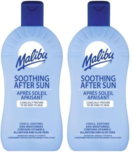 Malibu Sun After Sun Soothing Moisturising Lotion, Cooling & Hydrating with Aloe Vera, Vitamin E & Allantoin, After Sun Moisturiser for Sun-Exposed Skin, Original, 400ml (Pack of 2)