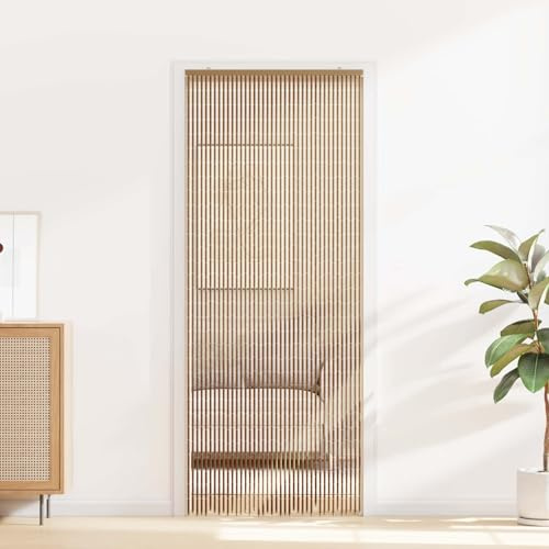 Augerlite Rideau de porte anti-insectes en bambou, multicolore, 90 x 200 cm, 45 cordes en bambou, pour porte, balcon, terrasse, cuisine, perméable à l'air et fermeture automatique, pour intérieur et
