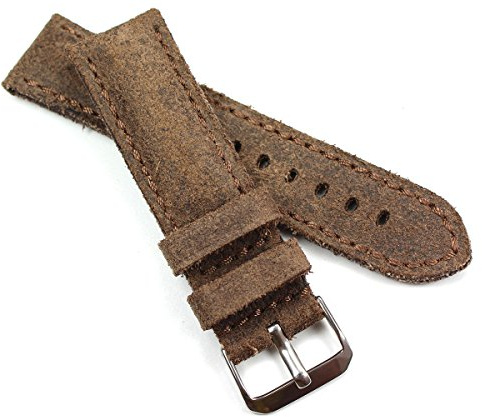 Handmade 22mm Flieger Echt Leder RIOS Uhrenband Lederarmband Wildleder braun ROBUST Stark Vintage Used Look B139