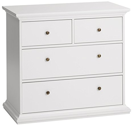 Dynamic24 Paris Kommode Sideboard Anrichte Schrank Highboard weiß 4 Schubladen