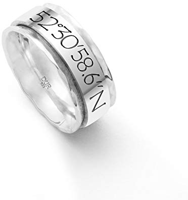 DUR Schmuck Koordinatenring DEUTSCHLAND (Berlin) Silber 925/- (R5146) (60 (19.1))