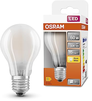 Osram LED Star Classic A60 LED Lampe für E27 Sockel, Birnenform, mattes Glas, 806 Lumen, warmweiß (2700K), Ersatz für herkömmliche 60W Glühbirnen, nicht dimmbar, 1er-Pack