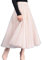 FEOYA Damen Tüllrock Langer Mesh Rock Flare Tüll Tütü Midi Rock Elegante Plissee Maxirock