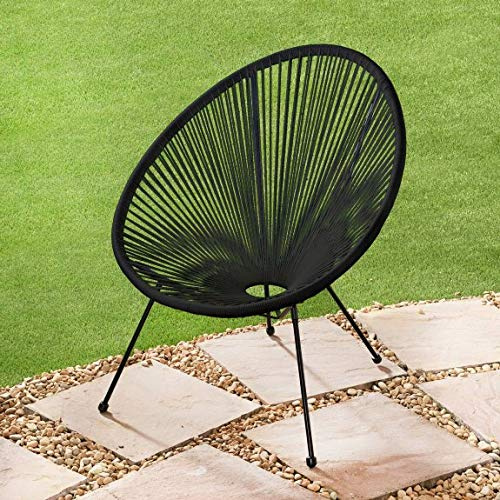 EEMKAY® New Kids Wire String Garden Outdoor Chair Black Steel Tube Frame