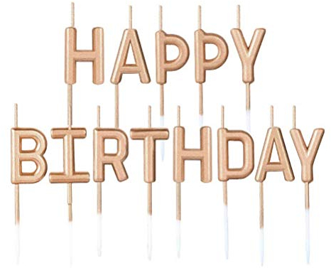 Happy Birthday Candles Set,Metallic Cake Candles with Letter Happy Birthday for Birthday Party Cupcakes Topper Decorations,Champagne