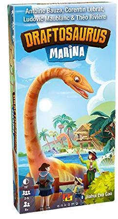 Ankama Draftosaurus: Marina - Füge deinem Park neue Dino-Meeples hinzu, neue Möglichkeiten, Punkte zu sammeln, mit oder ohne Aerial Show Erweiterung zu spielen | 2-5 Spieler, 15-20 Minuten, ab 8