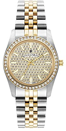 Jacques Du Manoir Damenuhr - Inspiration Glamour, 34 mm Analog Quarzuhr mit Edelstahl Armband