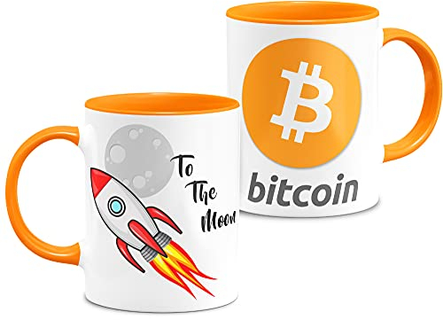 Cryptocurrency Tasse To The Moon Weiße Keramiktasse 11oz Original Gifts (Bitcoin-Orange)