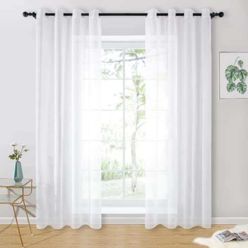 twoja pszczółka Tenda 145 x 250 cm, 2 pezzi, Bianco, Trasparente, Tenda pronta, Tende in voile, Tende trasparenti con occhielli, Soggiorno, Asilo nido, Camera da letto