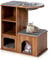 GOPLUS Arbre à Chat 81 CM en Bois 3 Étages avec Niches, Plateformes et Tapis à Griffoir, Coussin Amovible,pour Chat et Chatons, Charge 20 KG, Marron