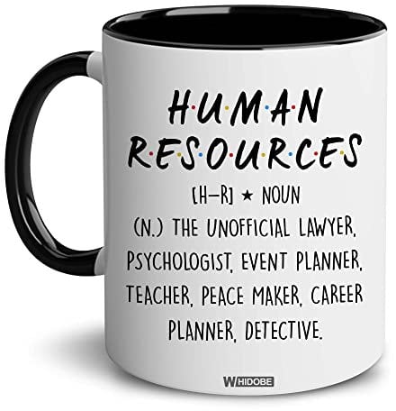 WHIDOBE Human Resources Gifts for Women, Men, Boss, Coworker - Funny HR Mugs for Office Decor - Accent Black Mugs - Perfect Christmas Gifts