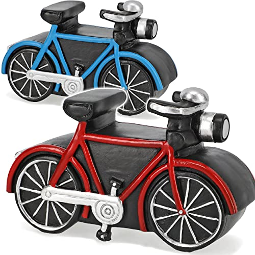 alles-meine.de GmbH große Spardose Fahrrad/E-Bike/Bike mit Verschluss - aus Kunstharz/Polyresin - 16 cm - stabile Sparbüchse - Sparschwein - für Kinder & Erwachsene/l..